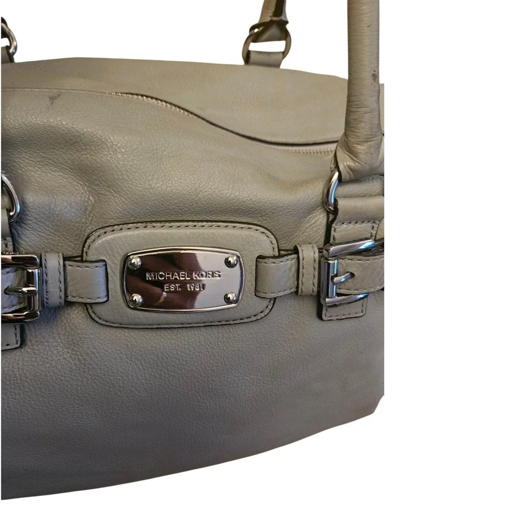 Michael Kors Hamilton Weekender Travel Bag Grey Leather‎ + FREE Bag Charm 🎁